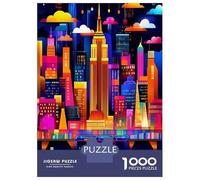 Rompecabezas De 1000 Piezas Para Adolescentes New York City Neon Glow - Geometric Skyline Art Rompecabezas Para Adolescentes Juguetes Antiestrés Regalos Para Mujeres Regalos Para Reducir El Estrés 70x