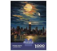 Rompecabezas De 1000 Piezas para Adolescentes New York City Skyline at Night Rompecabezas para Adultos Juego Familiar Análisis Y Lógica Interacción Entre Padres E Hijos 52x38cm/1000pcs