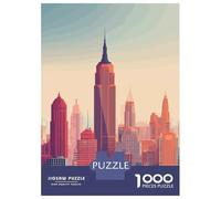 Rompecabezas De 1000 Piezas para Adolescentes New York City Skyline at Sunset Rompecabezas De Juguete para Decoración De Pared Desafío Difícil Regalo De Cumpleaños, Regalos, 70x50cm/1000pcs