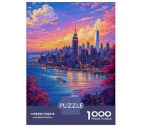 Rompecabezas De 1000 Piezas para Adolescentes New York City Skyline at Sunset Rompecabezas para Adultos Juego De Ingenio para Mejorar La Memoria Regalos para Amigos Y Familiares 52x38cm/1000pcs