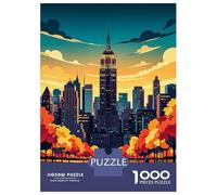 Rompecabezas De 1000 Piezas para Adolescentes New York Cityscape at Sunset Rompecabezas para Adultos Juego De Ingenio Ensamblaje De Patrones Desafiante De Completar 38x26cm/1000pcs