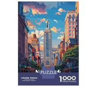 Rompecabezas De 1000 Piezas para Adolescentes New York Cityscape with Empire State Rompecabezas Juegos Relajantes Regalos para Mujeres Cumpleaños 52x38cm/1000pcs