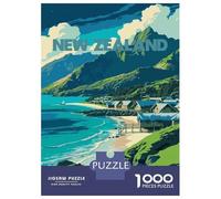 Rompecabezas De 1000 Piezas para Adolescentes New Zealand Coastal Village Illustration Rompecabezas para Adolescentes Juguetes Antiestrés Regalo De Cumpleaños para Cumpleaños, Navidad 70x50cm/1000pcs