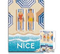 Rompecabezas de 1000 Piezas para Adolescentes, Nice French Riviera Promenade Des Anglais Travel Art Print, Juego Educativo Familiar de análisis y lógica, 38x26cm