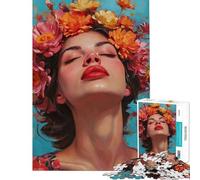Rompecabezas de 1000 Piezas para Adolescentes niña con Corona Floral Juguetes educativos Juegos relajantes Actividades Familiares Regalos para Mujeres y Hombres (tamaño 50x75cm)