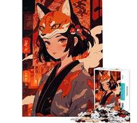 Rompecabezas de 1000 Piezas para Adolescentes Niña con máscara Kitsune Un Reto para completar Que Mejora la Memoria Juego práctico para Mayores de 14 años (38x52cm)