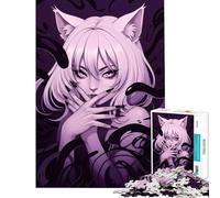 Rompecabezas de 1000 Piezas para Adolescentes Niña con Orejas de Gato y zarcillos Oscuros Juguetes educativos Juego Familiar para divertirse en Familia Gran Regalo para los Amantes de los Juegos