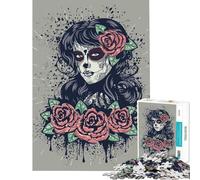 Rompecabezas de 1000 Piezas para Adolescentes Niña del Día de Muertos y Rosas Rompecabezas para Adultos Juegos Divertidos para Pasar el Tiempo en casa cumpleaños (Tamaño 50x75cm)