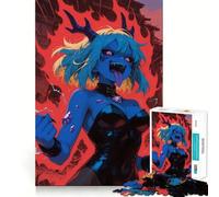 Rompecabezas de 1000 Piezas para Adolescentes Niña Demonio Azul en Ciudad en ruinas Arte de Corte preciso,Juguete para ejercitar la Mente,Juego Relajante,Juego Divertido para cumpleaños 50x75cm