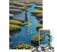 Rompecabezas de 1000 Piezas para Adolescentes Niña en un Paisaje Floral lluvioso Rompecabezas para Adultos Juegos Familiares desafío Educativo de ensamblaje (Tamaño 38x52cm)