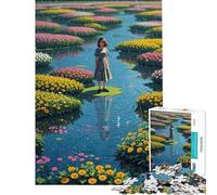 Rompecabezas de 1000 Piezas para Adolescentes Niña en un Paisaje Floral lluvioso Rompecabezas para Adultos Juegos relajantes Que mejoran la Memoria Toda la Familia (50x75cm)