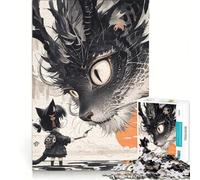 Rompecabezas de 1000 Piezas para Adolescentes: Niña Gata y Gato Gigante, Juguetes para armar, decoración, Piezas de Formas aleatorias Que encajan Perfectamente 38x52cm