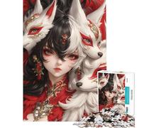 Rompecabezas de 1000 piezas para adolescentes Niña Kitsune con máscaras Actividades divertidas en casa Juego educativo de ensamblaje de patrones para mayores de 14 años Juego de rompecabezas (50x75cm)