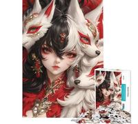 Rompecabezas de 1000 Piezas para Adolescentes Niña Kitsune con máscaras Ayuda a ejercitar el Cerebro Diversión en Familia Juegos Divertidos Apto para Mayores de 14 años (38x52cm)