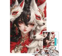 Rompecabezas de 1000 Piezas para Adolescentes Niña Kitsune con máscaras Ayuda a ejercitar el Cerebro Una Obra de Arte Juegos Divertidos Apto para Mayores de 14 años (38x26cm)