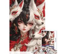 Rompecabezas de 1000 Piezas para Adolescentes niña Kitsune con máscaras Juguetes antiestrés Regalo para cumpleaños Juego Educativo Actividades Divertidas en casa tamaño 38x52cm
