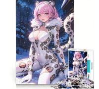 Rompecabezas de 1000 Piezas para Adolescentes Niña Leopardo de Las Nieves Blanca Juego práctico desafío difícil cumpleaños 50x75cm