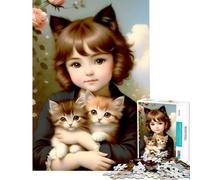 Rompecabezas de 1000 Piezas para Adolescentes Niña Vintage con Gatitos Juego Educativo desafío Juguete Juego Relajante Regalo Ideal para Mujeres (Tamaño 38x26cm)