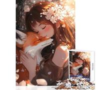 Rompecabezas de 1000 Piezas para Adolescentes: Niña y Zorro abrazados Juguete Educativo Regalo para Mujeres y Hombres Juego Educativo desafiante para completar Tamaño 38x52cm