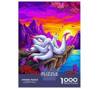 Rompecabezas De 1000 Piezas para Adolescentes Nine-Tailed Fox by The Water Rompecabezas para Adultos Juegos Relajantes Decoración Interacción Entre Padres E Hijos 70x50cm/1000pcs