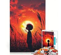 Rompecabezas de 1000 Piezas para Adolescentes: Niño contemplando la Puesta de Sol en un Campo Decoración de Pared para Juguetes Entrena tu Cerebro y Tus Manos Gran Regalo para los Amantes
