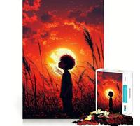 Rompecabezas de 1000 Piezas para Adolescentes Niño contemplando la Puesta de Sol en un Campo Encaje Juego de ingenio Regalo Ideal para Relajarse y divertirse en Navidad Arte y Ocio (38x26cm)