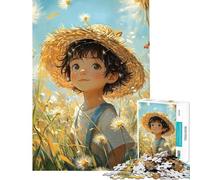 Rompecabezas de 1000 Piezas para Adolescentes Niño Sonriente en un Campo Rompecabezas para Adultos Juego práctico de análisis y lógica para Reducir el estrés Regalo Ideal (Tamaño 50x75cm)