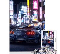 Rompecabezas de 1000 Piezas para Adolescentes Nissan GT-R en Neon City Juguete para decoración de Pared Regalo de cumpleaños Juego práctico Interesante para Reducir el estrés tamaño 50x75cm