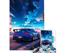 Rompecabezas de 1000 Piezas para Adolescentes Nissan Skyline R Azul Juguete Educativo japonés para Aprender japonés Juego práctico para divertirse en Familia Ideas para Regalos (tamaño 50x75cm)