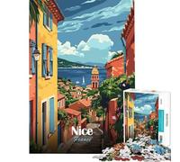 Rompecabezas de 1000 Piezas para Adolescentes Niza Francia Póster de Viaje Juguetes Juegos educativos Juego práctico Regalo de cumpleaños Regalos de Amigo Invisible (tamaño 38x26cm)