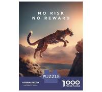 Rompecabezas De 1000 Piezas para Adolescentes No Risk No Reward Cheetah Rompecabezas Juegos Relajantes Decoración De Pared Regalos para Amigos Y Familiares 38x26cm/1000pcs