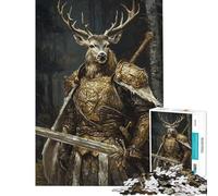 Rompecabezas de 1000 Piezas para Adolescentes Noble Ciervo Caballero Rompecabezas para Adolescentes Juego Familiar decoración de Pared difícil y desafiante (tamaño 50x75cm)