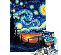 Rompecabezas de 1000 Piezas para Adolescentes Noche Estrellada Arte en Papel Figura Solitaria bajo el Cielo Rompecabezas Divertido Juegos decoración Perfecta Regalo Ideal para Toda la Familia