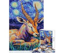 Rompecabezas de 1000 Piezas para Adolescentes Noche Estrellada con gacela Juguete para Adultos Decoración de Pared Regalos Divertidos para Toda la Familia Amigos y Familiares (tamaño 38x26cm)