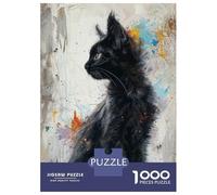 Rompecabezas De 1000 Piezas para Adolescentes Noir Feline Elegance Rompecabezas Juegos Relajantes Decoración De Pared Regalos para Amigos Y Familiares 70x50cm/1000pcs