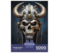 Rompecabezas De 1000 Piezas para Adolescentes Nordic Viking Skull Rompecabezas para Adultos Juego Familiar Decoración del Hogar Regalos para Reducir El Estrés 52x38cm/1000pcs