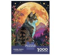 Rompecabezas De 1000 Piezas para Adolescentes Norwegian Forest Cat Full Moon Rompecabezas para Adultos Juegos Relajantes Ensamblaje De Patrones Regalos De Cumpleaños Y Únicos 38x26cm/1000pcs