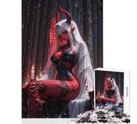 Rompecabezas de 1000 Piezas para Adolescentes Novia Demonio Roja en el Bosque Oscuro Juguete para decoración de Pared Regalos de Amigo Secreto Juego Imposible descompresión Intelectual tamaño 38x26cm