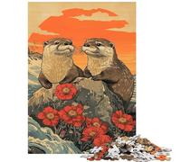 Rompecabezas de 1000 Piezas para Adolescentes Nutrias Junto al mar Rompecabezas para Adultos Alivia el estrés Interacción Entre Padres e Hijos Regalo de cumpleaños (75x50cm)