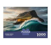 Rompecabezas De 1000 Piezas para Adolescentes Ocean Waves Crashing Against Rocky Island Rompecabezas para Adultos Juegos Relajantes Regalos para Mujeres 38x26cm/1000pcs