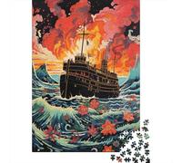 Rompecabezas De 1000 Piezas para Adolescentes Oceanic Adventure Ship in Stormy Seas Rompecabezas para Adultos Juego Práctico Montaje De Patrones Diversión En Casa Actividades, 70x50cm/1000pcs