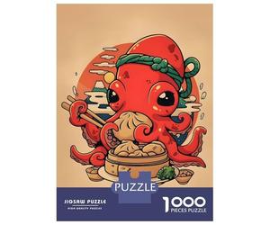 Rompecabezas De 1000 Piezas para Adolescentes Octopus with Dumplings and Japanese Rompecabezas para Adultos Juego Práctico Carrera De Velocidad De Manos Regalos Y Cumpleaños Únicos 70x50cm/1000pcs