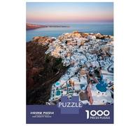 Rompecabezas De 1000 Piezas para Adolescentes Oia Santorini Aerial View Rompecabezas para Adultos Juego Familiar Regalos De Decoración Amigos Y Familiares 38x26cm/1000pcs