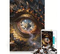 Rompecabezas de 1000 Piezas para Adolescentes: Ojo de dragón con Reflejo de Castillo Flotante, Juego Imposible, Entrena tu Cerebro y Tus Manos, Regalo de cumpleaños, Regalos 38x52cm