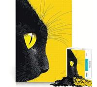 Rompecabezas de 1000 Piezas para Adolescentes Ojo de Gato Negro en Primer Plano,Arte de Corte Suave,Juego Mental,Regalo para Relajarse,Tiempo de Juego,Navidad,Arte de Ocio (50x75cm)