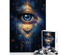 Rompecabezas de 1000 Piezas para Adolescentes Ojo Místico con Geometría Dorada Juguetes DIY Grandes Regalos y Juguetes Juego Educativo Interacción Entre Padres e Hijos Tamaño 38x26cm