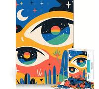 Rompecabezas de 1000 Piezas para Adolescentes Ojos nocturnos del Desierto,Arte Abstracto Surrealista Minimalista,Arte de Bordes precisos,Juego para Mentes Inteligentes,Regalo de cumpleaños (38x26cm)