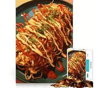 Rompecabezas de 1000 Piezas para Adolescentes Okonomiyaki con Ingredientes en un Plato Arte de Bordes precisos Actividad para desarrollar la Mente Juego Relajante Regalo de cumpleaños (50x75cm)