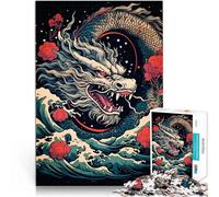 Rompecabezas de 1000 Piezas para Adolescentes Ola de dragón Japonesa Juego desafiante Cada Pieza es única: un desafiante y Divertido Juego Familiar 75x50cm