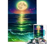 Rompecabezas de 1000 Piezas para Adolescentes Olas del océano a la luz de la Luna Juguete Educativo Que desafía la Mente Un Reto difícil Regalos de Amigo Invisible (tamaño 50x75cm)